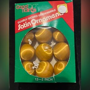 Good Tidings Gold Satin Ornaments (12)